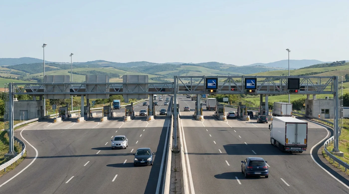 Mýtná brána na dálnici cestou do Chorvatska